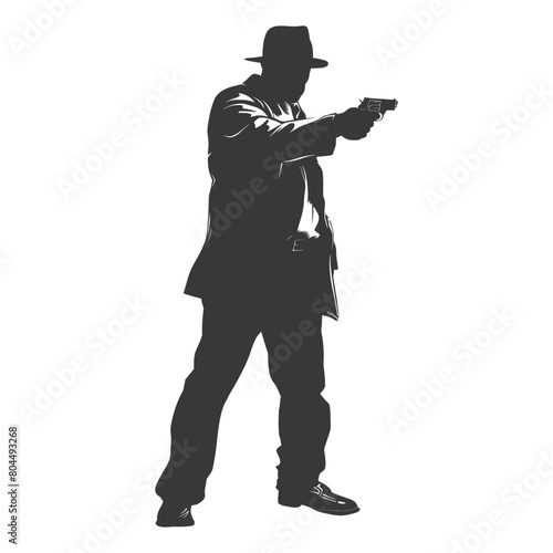 silhouette mafia in action full body black color only