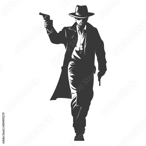 silhouette mafia in action full body black color only