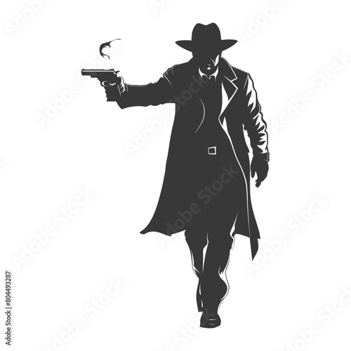 silhouette mafia in action full body black color only