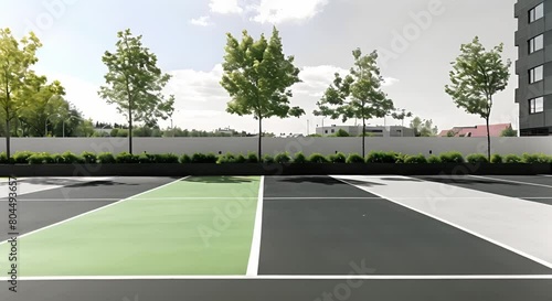 Wallpaper Mural Empty parking lot with green markings in convenient city location . Concept City Parking, Urban Location, Green Markings, Convenient, Empty Lot Torontodigital.ca