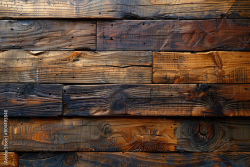 A closeup of an old  weathered wooden wall with visible cracks showing its age. Created with Ai