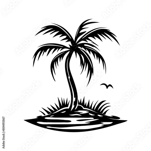 Palm tree black and white background vector illustration