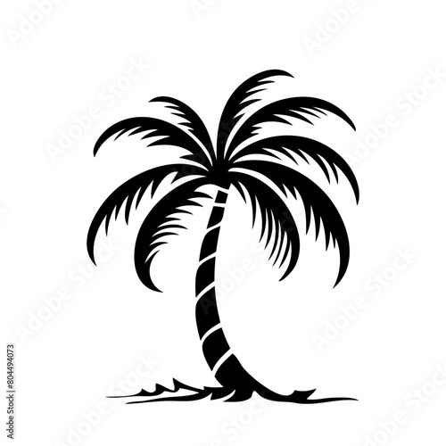 Palm tree black and white background vector illustration