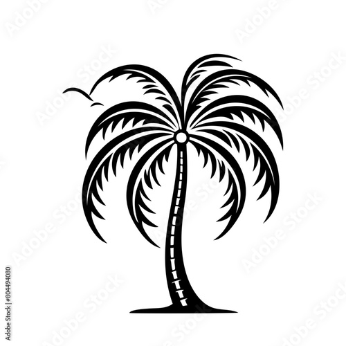 Palm tree black and white background vector illustration