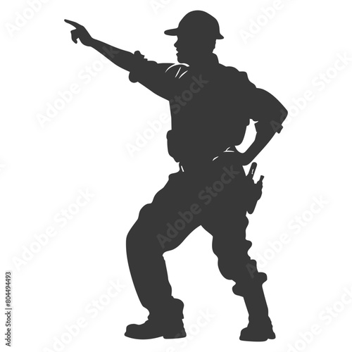 silhouette miner using pickaxe in action full body black color only