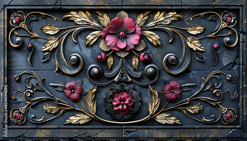 Fototapeta Naklejka Na Ścianę i Meble -  Pink and raisin Textured intricate 3D wall High quality background