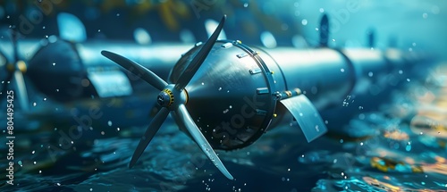 Engineers harness tidal energy with advanced underwater turbines, powering coastal communities, Sharpen close up hitech concept with blur background