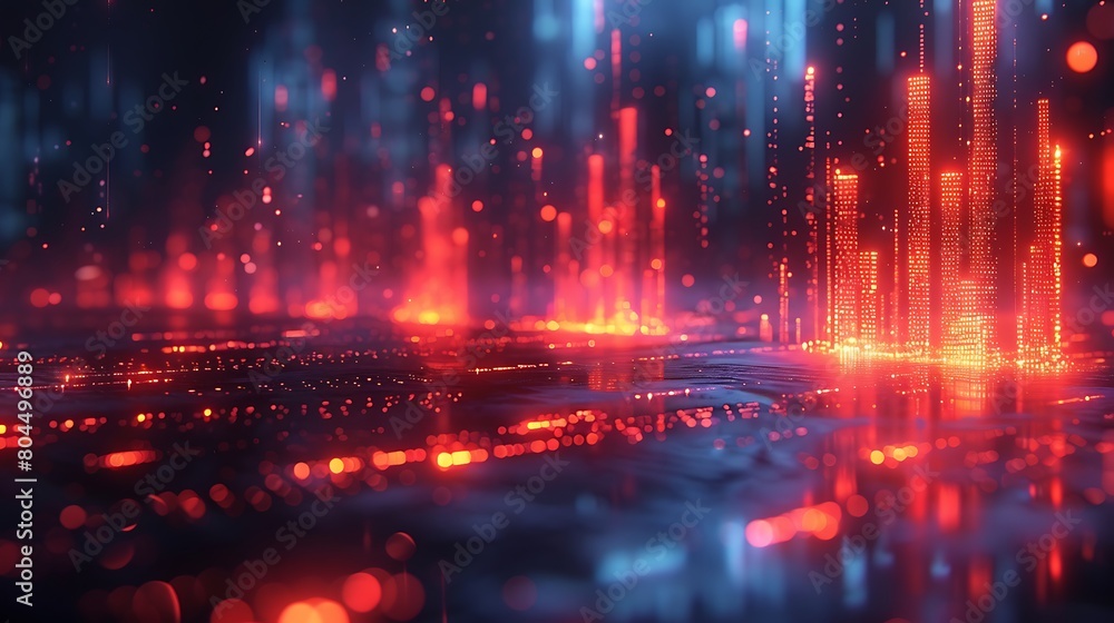 Illustrate a tech grid scene where glowing lines of stock market data crisscross, forming complex patterns that represent the analytical depth of trading algorithms. Illustrate a tech grid scene where glowing lines of stock market data crisscross, forming complex patterns that represent the analytical depth of trading algorithms.