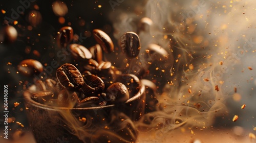 A Cup Overflowing with Coffee Beans photo