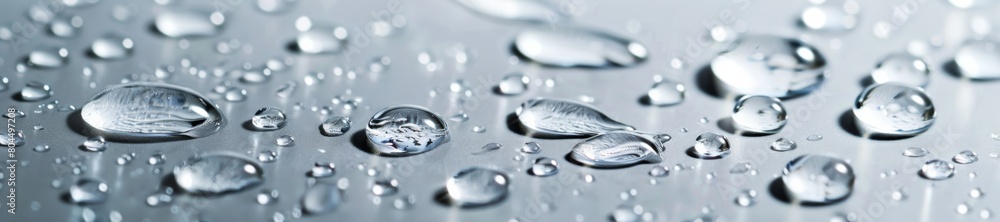 Pristine Water Drops on Glossy Surface - Abstract Macro Photography Pristine Water Drops on Glossy Surface - Abstract Macro Photography