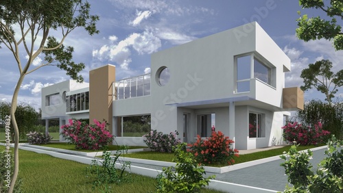 Modellazione e render 3D di edificio residenziale  photo