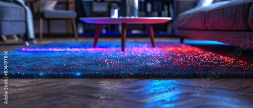 Smart carpets detect falls and immediately notify emergency services for help, Sharpen close up strange style hitech ultrafashionable concept photo