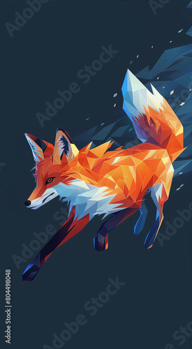 Create a minimalist polygonal fox logo in midpounce photo