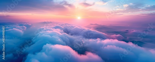 Generate a beautiful landscape image of a sunrise over the clouds