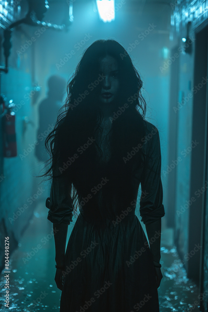 Obraz premium Atmospheric thriller: Medical setting, mysterious figures, suspenseful.generative ai