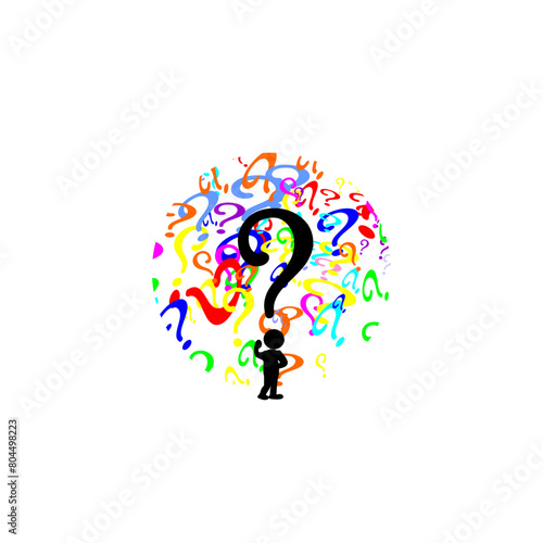 Question mark vector illustration, illustration of an idea born with many questions, a new idea with new questions, a question becomes many questions