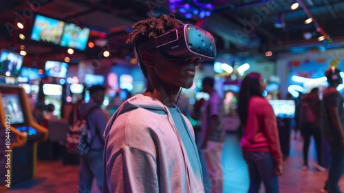 Young Gamer in Virtual Reality photo