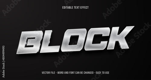 Editable text effect stainless, luxury silver text style