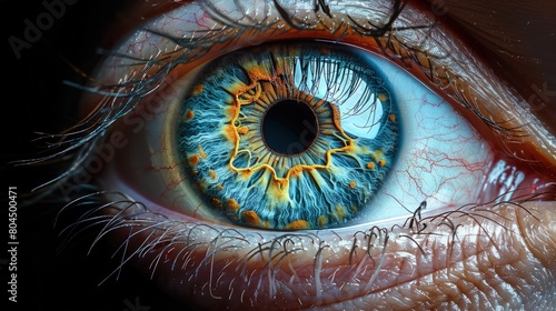 Anatomical diagram of the human eye used during an optometry lecture. Photorealistic. HD.