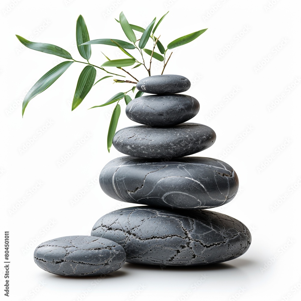 A serene spa decoration with balanced stone stacks evokes harmony and tranquility. A serene spa decoration with balanced stone stacks evokes harmony and tranquility.