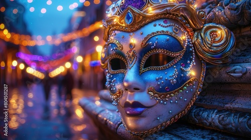 Carnival-themed Mardi Gras bash, bold flavors, exuberant. Photorealistic. HD. photo