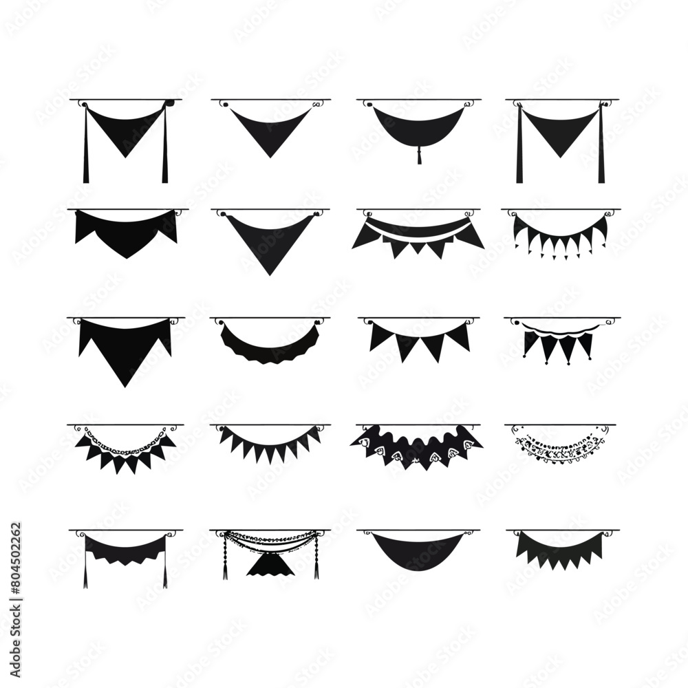 Retro banner silhouette set Clipart on a white background Retro banner silhouette set Clipart on a white background