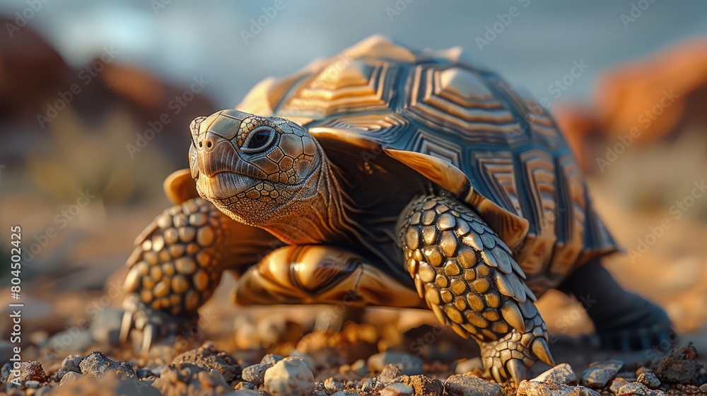Desert tortoise in arid landscape, slow movement, enduring. Photorealistic. HD. Desert tortoise in arid landscape, slow movement, enduring. Photorealistic. HD.