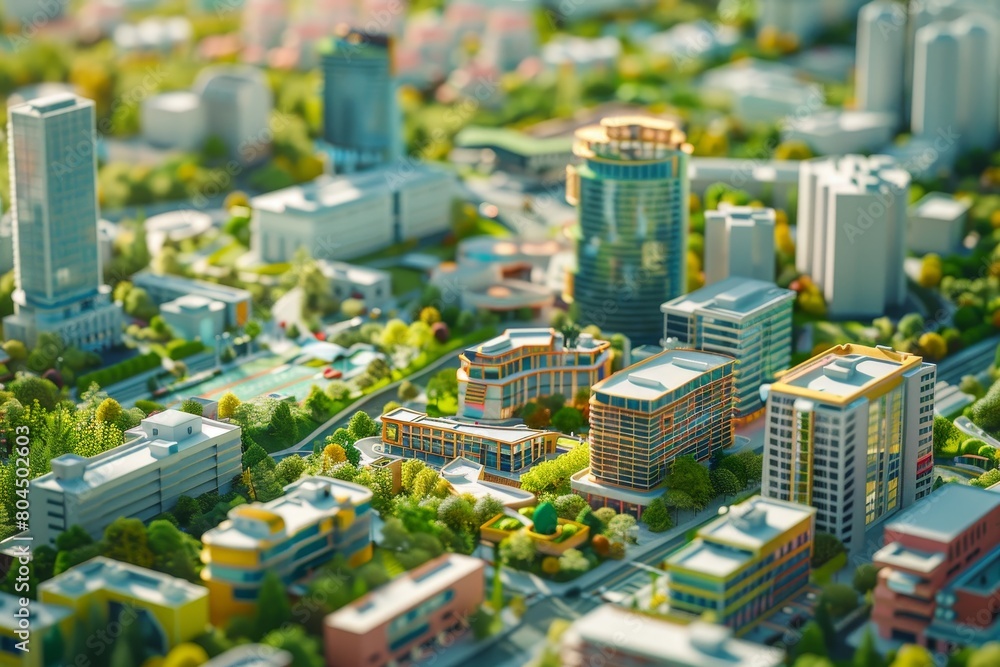 Obraz premium A colorful cityscape with many different colored houses