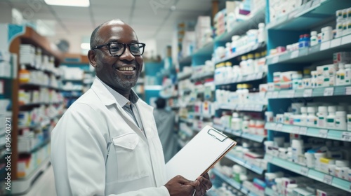 A Smiling Pharmacist at Work