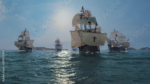 NAO VICTORIA , MAGELLAN FLEET, The NAO VICTORIA is the flag ship of the MAGELLAN armada. 
A scientific 3D-reconstruction of a spanish galleon fleet 
in the beginning of the 16th century.sails ahead of photo