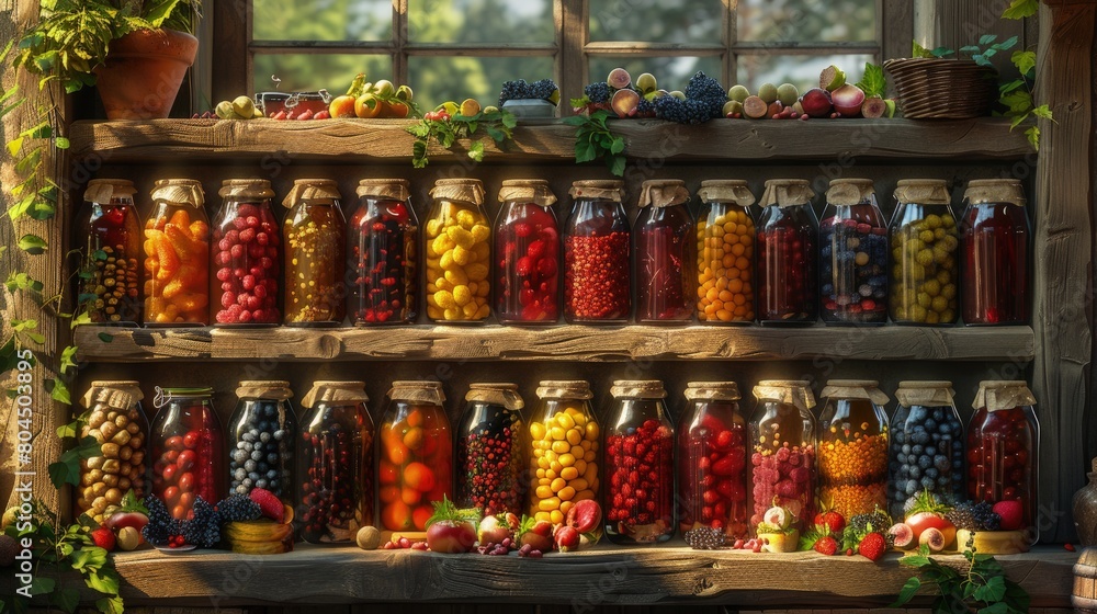 Homemade organic jams and preserves, farmer’s market stall, homemade. Photorealistic. HD. Homemade organic jams and preserves, farmer’s market stall, homemade. Photorealistic. HD.