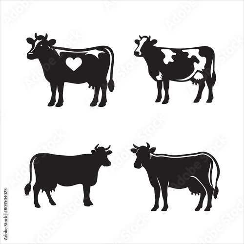 cow silhouette vector icon graphic logo design photo