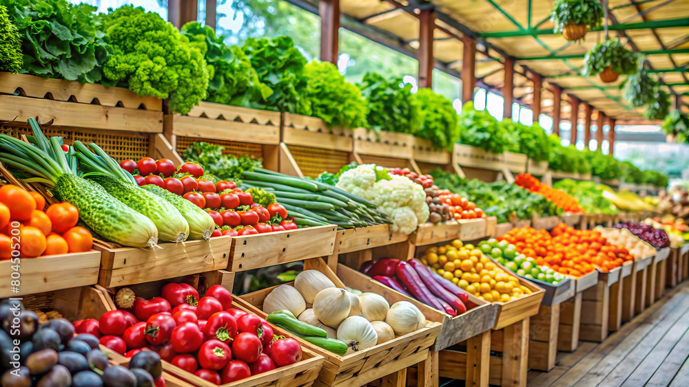 Vegetables and fruits in wooden boxes Vegetables and fruits in wooden boxes