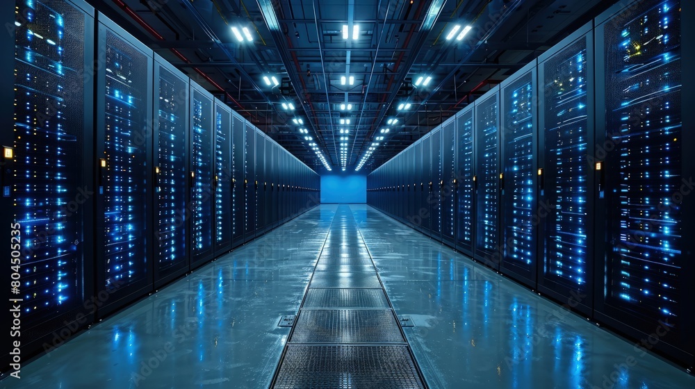 Remote data centers offering vital backup and disaster recovery services. Photorealistic. HD.
