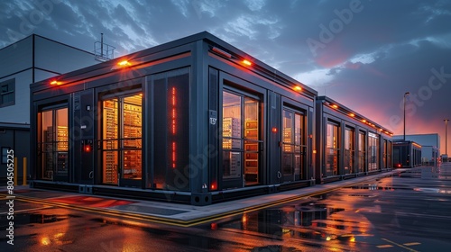 Rapidly deployable data centers serving emergency response needs. Photorealistic. HD. photo