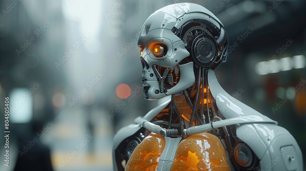 Fototapeta premium Robot helping with lung diagnostics, detailed imaging, clinical. Photorealistic. HD.