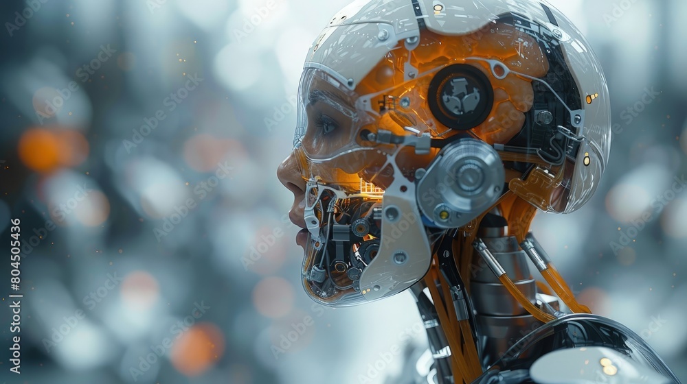 Fototapeta premium Robot helping with lung diagnostics, detailed imaging, clinical. Photorealistic. HD.