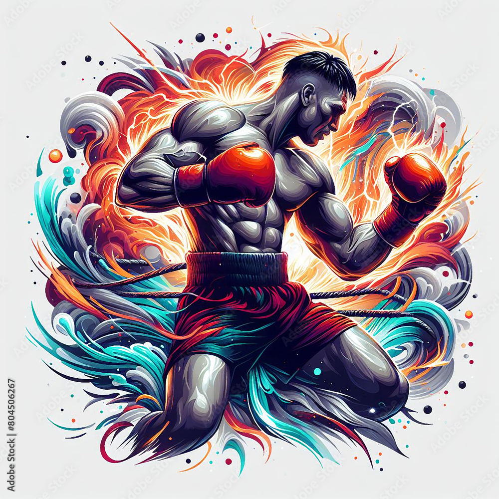 Colorful fighter character illustration