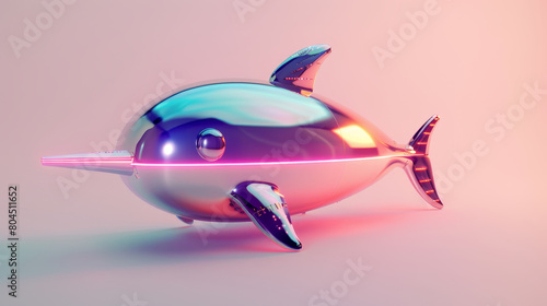 Mesmerizing 3D fish model adorned with glowing lights, showcasing the beauty of creativity and technology.