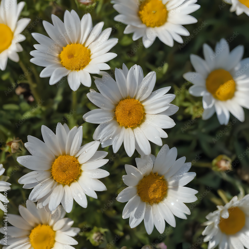 a many white flowers with yellow centers in the field a many white flowers with yellow centers in the field