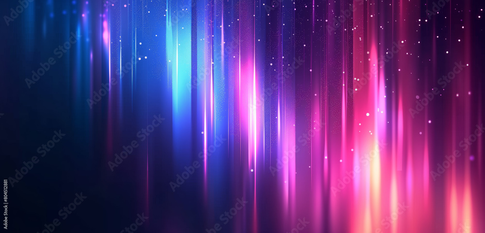 A dark background filled with colorful lines and stars scattered throughout. The lines vary in thickness and color, creating a dynamic and vibrant visual impact. Stars of different sizes are twinkling