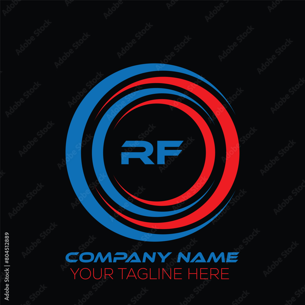 RF letter logo creative design. RF unique design. RF letter logo design on black background. RF letter logo creative design. RF unique design. RF letter logo design on black background.
