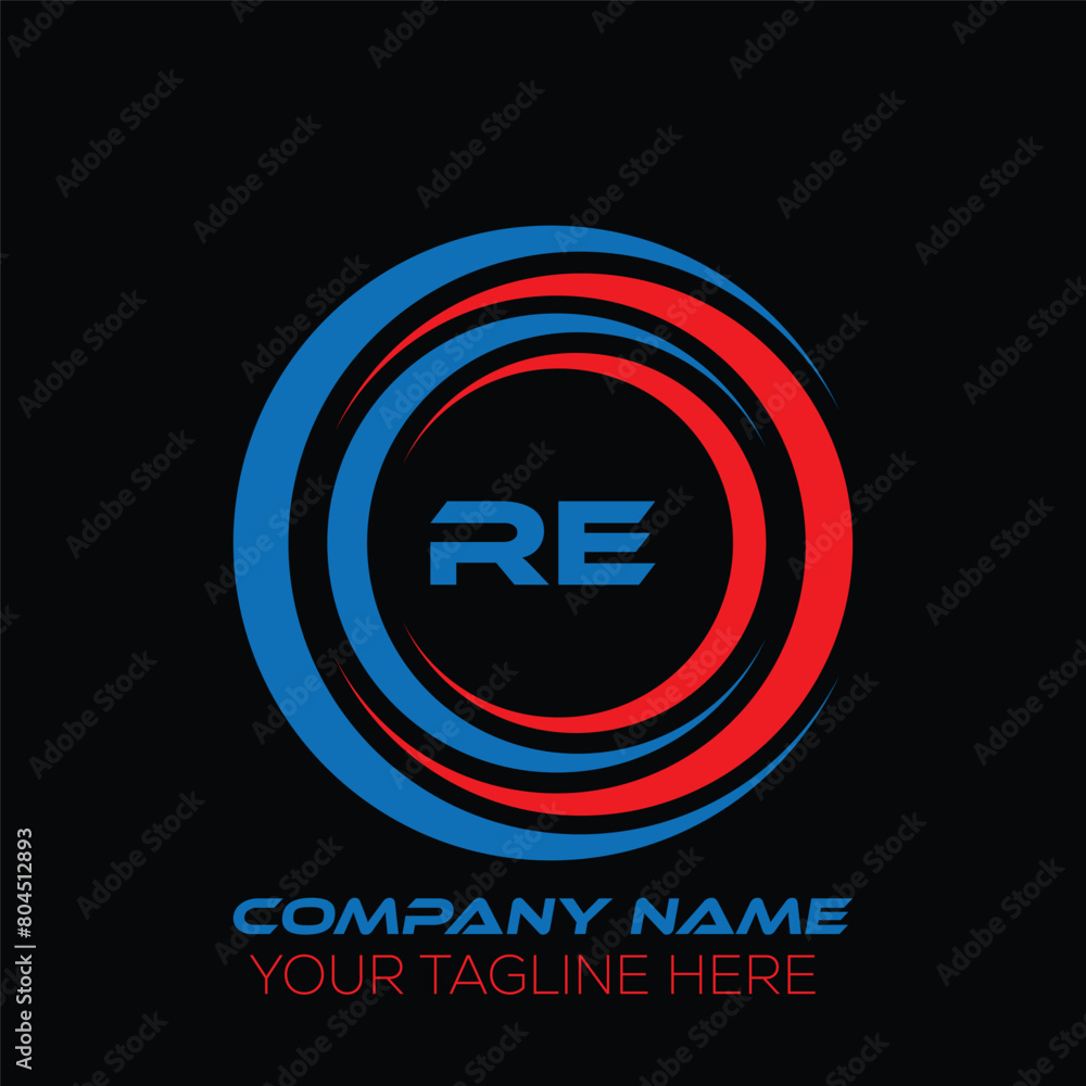RE letter logo creative design. RE unique design. RE letter logo design on black background. RE letter logo creative design. RE unique design. RE letter logo design on black background.