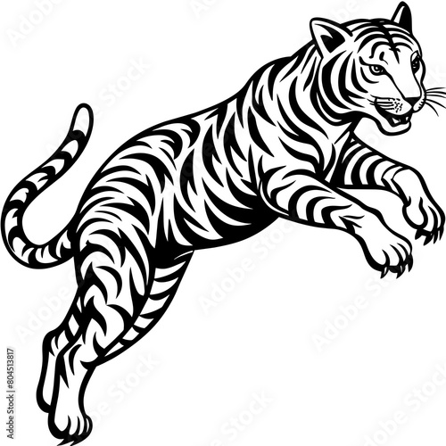 vector-illustration-of-tribal-tiger-jump