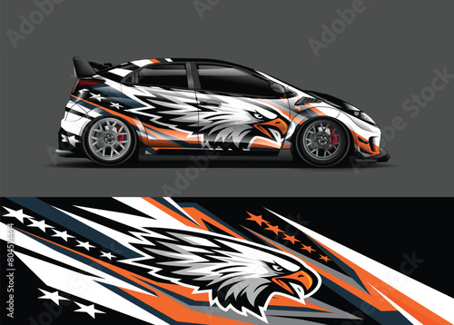 car wrap  decal  vinyl sticker designs concept. auto design geometric stripe eagle background for wrap vehicles  race cars  cargo vans  and livery