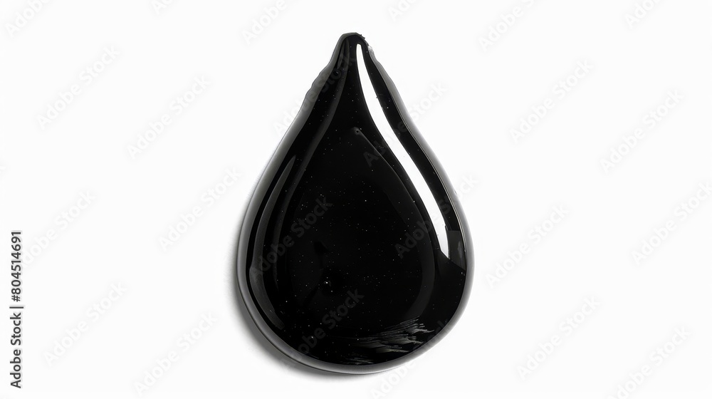 A black teardrop sits atop a white surface, its form resembling a drop of liquid A black teardrop sits atop a white surface, its form resembling a drop of liquid