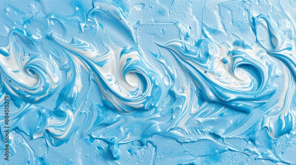 A tight shot of a blue-and-white backdrop, featuring swirling paint strokes at the base A tight shot of a blue-and-white backdrop, featuring swirling paint strokes at the base
