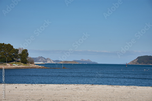 View of the Cies Islands from Sabaris Beach in Baiona
