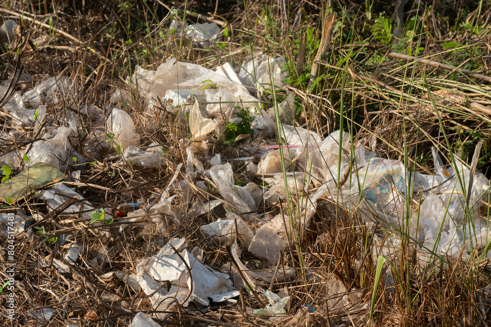 Plastic waste on the side of the road Plastic waste on the side of the road