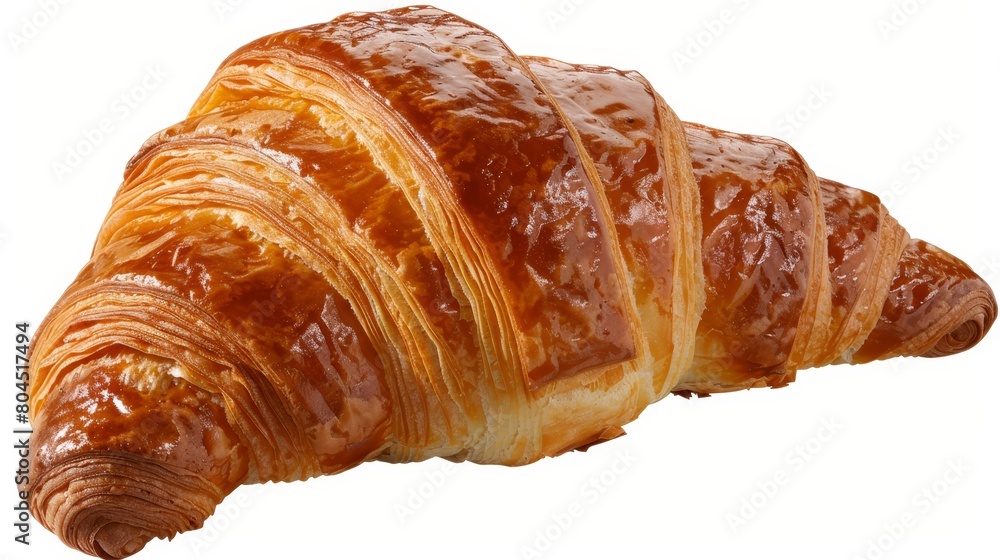   A croissant on white, bite taken from one